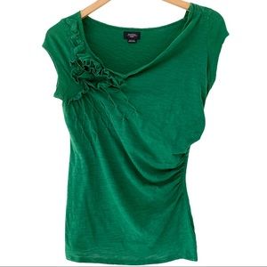 Anthro Deletta Kelly Green Jersey Top | Size M